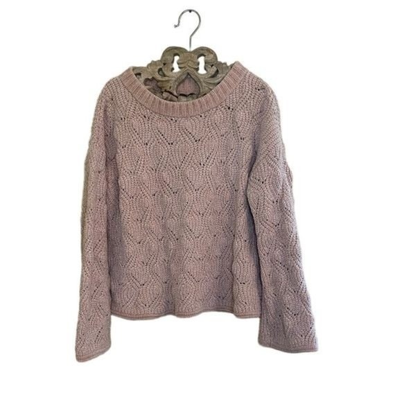 LC Lauren Conrad Brook Beige/Blush Pink Chenille Sweater Bell Sleeve Size Small - Picture 2 of 13